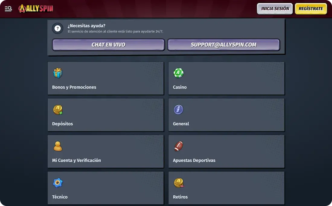 ayuda del casino allyspin