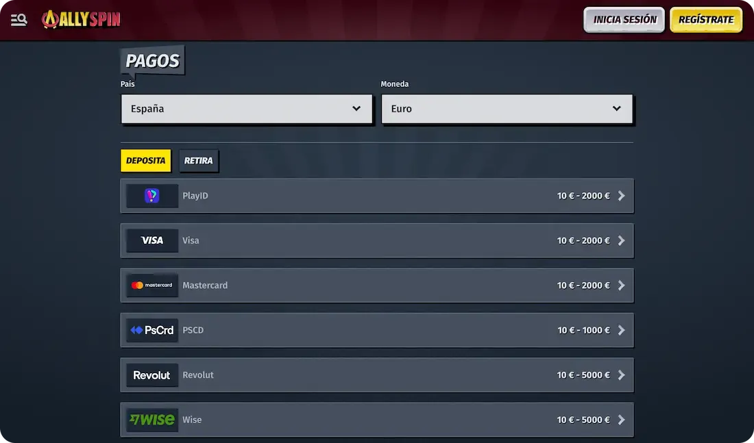pagos del casino allyspin