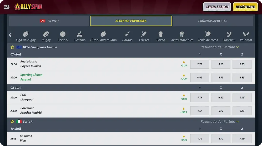 deportes del casino allyspin